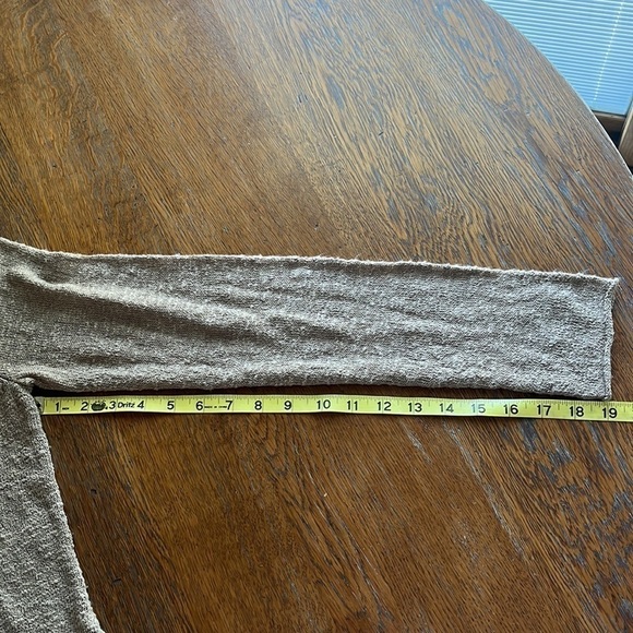 Sarah Spencer Open Cardigan ruffled front edge long sleeves tan size Large - Picture 10 of 12